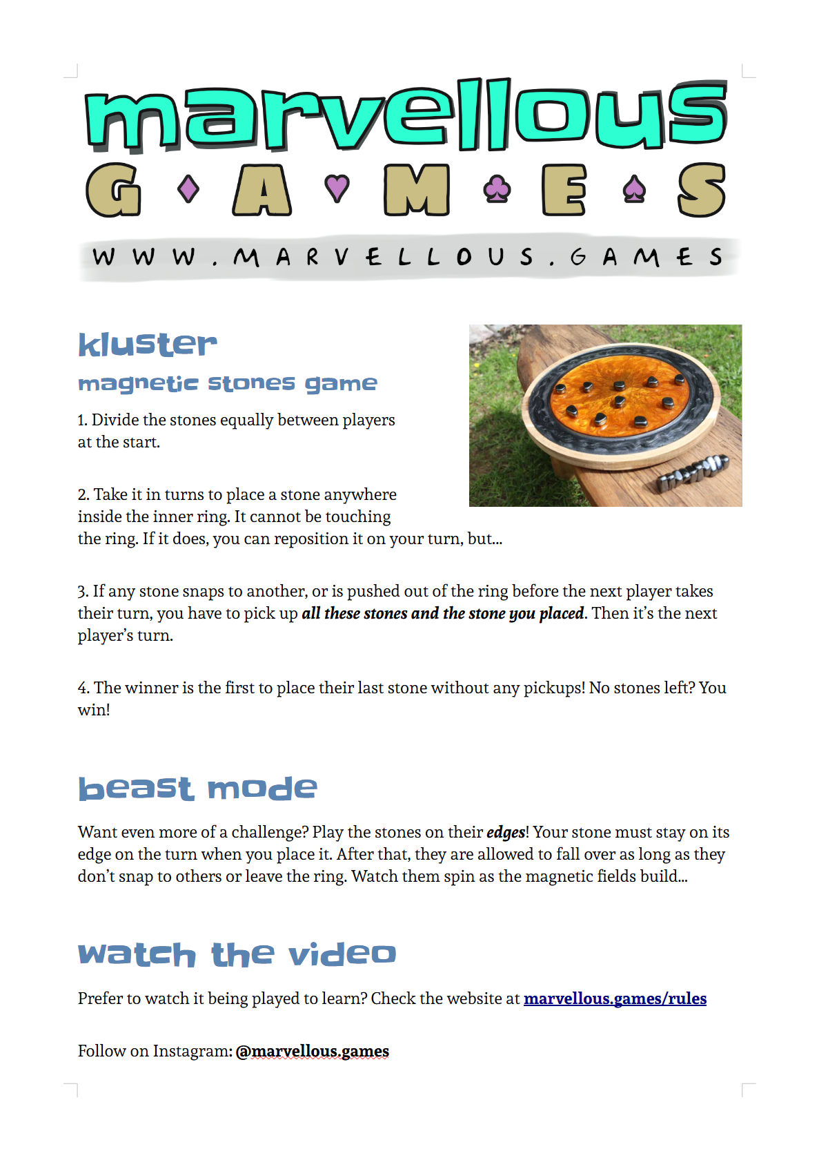 Kluster – rules (click to download PDF)